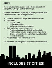 Load image into Gallery viewer, Latitude and Longitude: Cities Worksheet - Google Maps - Roombop