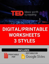 Load image into Gallery viewer, Digital/Printable TED Talk Worksheets (Editable in Google Slides) - Roombop