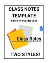 Load image into Gallery viewer, Class Notes for Students Template (Editable in Google Docs) - Roombop