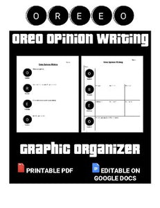 Oreo Opinion Writing Graphic Organizer (Editable in Google Docs) - Roombop