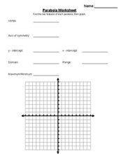 Load image into Gallery viewer, Parabola Blank Worksheets - Roombop