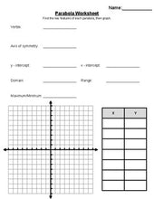 Load image into Gallery viewer, Parabola Blank Worksheets - Roombop