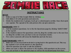 Zombie Race Review Game (Editable in Google Slides) - Roombop