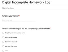 Load image into Gallery viewer, Digital Incomplete Homework Log (Google Forms &amp; Slides) - Roombop