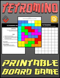 Tetromino Printable Board Game (Editable Google Slides) Distance Learning - Roombop