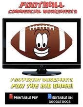 Load image into Gallery viewer, Football Commercial Worksheets (Editable in Google Docs) - Roombop