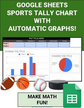 Load image into Gallery viewer, Sports Tally Chart with Automatic Graphs (Editable in Google Sheets) - Roombop