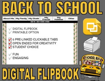 Back To School Digital Flipbook - Google Slides