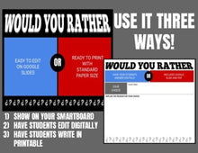 Load image into Gallery viewer, August Digital &amp; Printable Would You Rather (Google Slides)