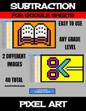 Load image into Gallery viewer, Back To School - Digital Pixel Art, Magic Reveal - SUBTRACTION - Google Sheets