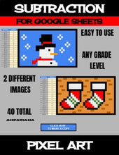 Load image into Gallery viewer, Christmas - Digital Pixel Art, Magic Reveal - SUBTRACTION - Google Sheets