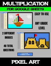 Load image into Gallery viewer, Beach - Digital Pixel Art, Magic Reveal - MULTIPLICATION - Google Sheets