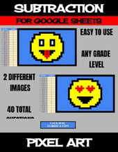 Load image into Gallery viewer, Emoji - Digital Pixel Art, Magic Reveal - SUBTRACTION - Google Sheets
