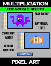 Load image into Gallery viewer, Ocean Animals - Digital Pixel Art, Magic Reveal - MULTIPLICATION - Google Sheets