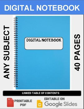 Digital Notebook For Any Subject (40 Pages - Google Slides) - Roombop