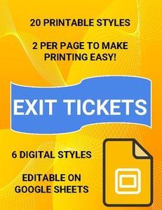 6 Digital Exit Tickets & 20 Printable Exit Tickets - Roombop