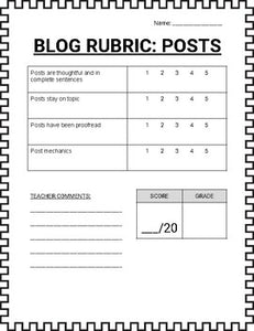 Blogger - Post Rubric and Comment Rubric - Roombop