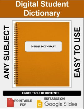 Digital Student Dictionary (Editable on Google Slides) Distance Learning - Roombop