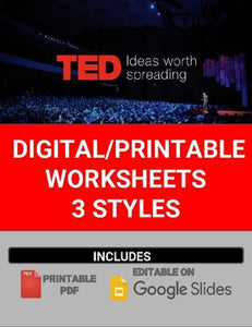 Digital/Printable TED Talk Worksheets (Editable in Google Slides) - Roombop