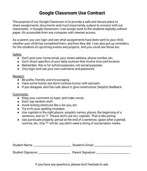 Google Classroom Use Contract - Roombop