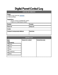 Digital Parent Contact Log Editable in Google Docs - Roombop