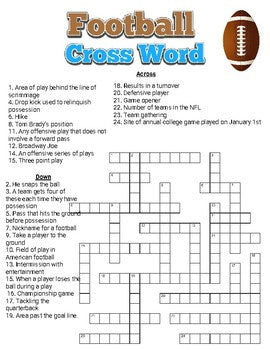 Football Crossword - Roombop