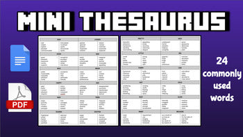 Mini Thesaurus (Editable on Google Docs) - Roombop