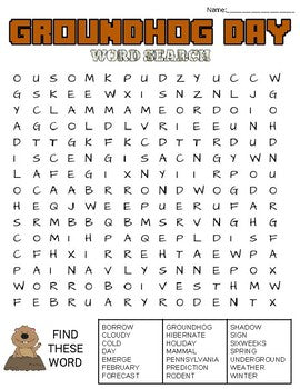 Groundhog Day Word Search: 3 Difficulties - Roombop