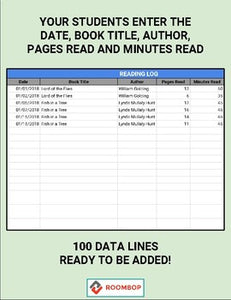 Digital Reading Logs (Editable in Google Sheets) - Roombop