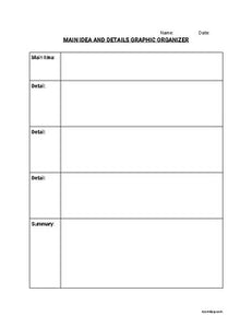 Main Idea and Details Graphic Organizer (Editable in Google Docs) - Roombop