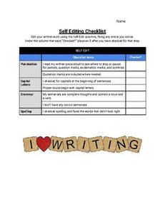 Self and Peer Editing Checklist (Editable in Google Docs) - Roombop
