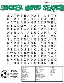 Soccer Word Search: 3 Difficulties - Roombop