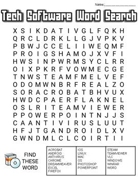 Tech Software Word Search: 3 Difficulties - Roombop