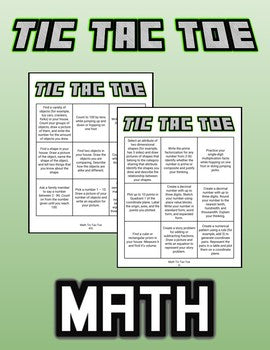 Math Tic-Tac-Toe (KG - Grade 5) - Roombop