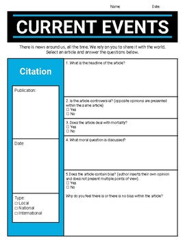 Current Evens Graphic Organizer (Editable in Google Slides) - Roombop