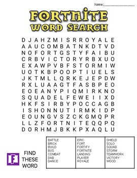 Fortnite Word Search: 3 Difficulties - Roombop