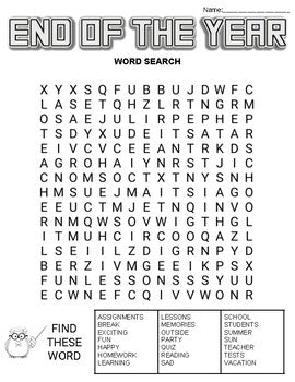 End of The Year Word Search: 3 Difficulties - Roombop