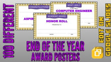 Load image into Gallery viewer, End of the Year Award Posters (Editable in Google Slides) - Roombop
