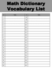 Load image into Gallery viewer, Math Dictionary Vocabulary Template - Roombop