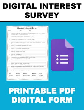 Digital Interest Survey Back To School (Editable on Google Forms) Distance Learn - Roombop