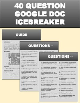 40 Question Google Docs Icebreaker - Roombop