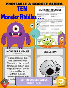 Halloween Monster Riddles: Who Am I Handout & Google Slide - Roombop