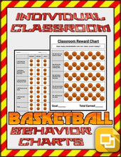 Load image into Gallery viewer, Basketball Individual &amp; Classroom Behavior Charts (Editable on Google Slides) - Roombop