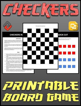 Checkers Printable Board Game (Editable Google Slides) Distance Learning - Roombop