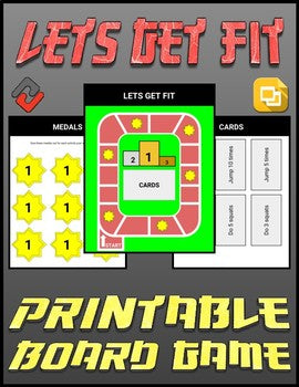 Lets Get Fit Printable Board Game (Editable Google Slides) - Roombop