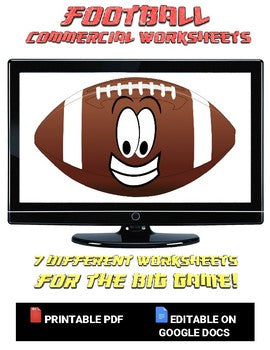Football Commercial Worksheets (Editable in Google Docs) - Roombop