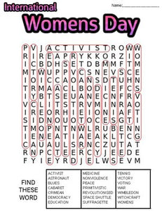 International Women's Day Word Search: 3 Difficulties - Roombop
