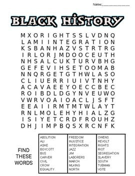 Black History Month Word Search: 3 Difficulties - Roombop