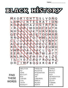 Black History Month Word Search: 3 Difficulties - Roombop