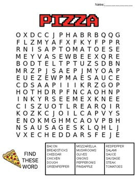 Pizza Word Search: 3 Difficulties - Roombop